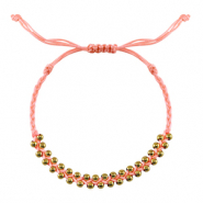 Ready-made Bracelets stainless steel beads Peach Pink-Gold