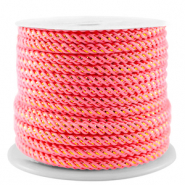 Trendy cord 3mm Neon Pink-Gold