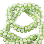 Polymer beads rondelle 7mm White-Spring Green