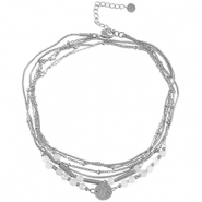 Stainless steel anklets stone Silver-White