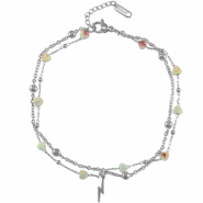 Stainless steel anklets stone heart Silver-Blue