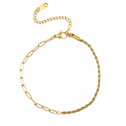 Stainless steel bracelets twisted & straight Gold