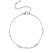 Stainless steel bracelets crystal Silver
