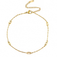 Stainless steel anklets crystal Gold