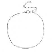 Stainless steel anklets ball chain tube & crystal Silver