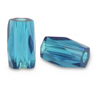 Top faceted beads tube Teal Blue