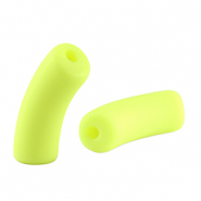 Acrylic tube beads matt Neon Yellow