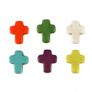 Natural stone beads howlite cross Multicolour