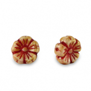Czech Beads Flower 7mm Red-Almond Brown