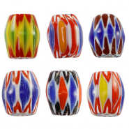 Millefiori beads tube Multicolour Yellow-Blue