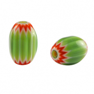Millefiori beads tube Green-Red