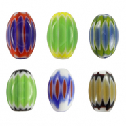 Millefiori beads tube Multicolour Blue-Green