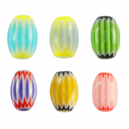 Millefiori beads tube Multicolour Green-Yellow