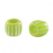 Millefiori beads tube Light Green