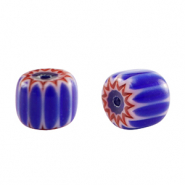 Millefiori beads tube Blue-Red