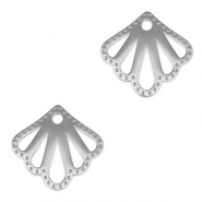 Stainless steel charms connector shell Silver