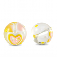Hand-painted glass beads heart Transparent-Yellow White