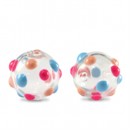 Hand-painted glass beads 14mm Transparent-Red Blue
