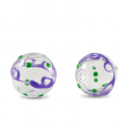 Hand-painted glass beads 14mm Transparent-Purple Green