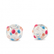 Hand-painted glass beads 8mm Transparent-Red Blue