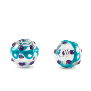 Hand-painted glass beads 8mm Transparent-Purple Turquoise