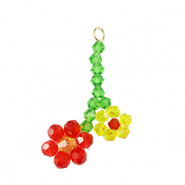 Top Faceted charms flower Gold-Red Yellow