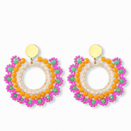 Top Faceted earrings 44mm Gold-Multicolour