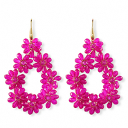 Top Faceted earrings drop Gold-Neon Pink