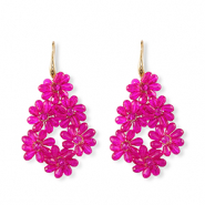 Top Faceted earrings drop Gold-Neon Pink