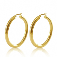 Stainless steel earrings creole 50mm Gold