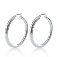 Stainless steel earrings creole 50mm Silver