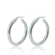 Stainless steel earrings creole 40mm Silver