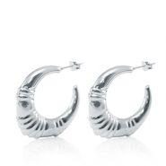 Stainless steel earrings / earpins creole oval Silver