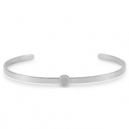 Birthstones bangle bracelet with setting for SS16 flat back Stainless Steel Silver