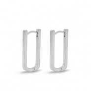 DQ European metal findings creole earrings oval Silver (nickel free)