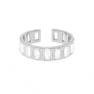 Stainless steel rings crystal Silver