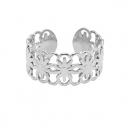 Stainless steel rings flower Silver