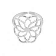 Stainless steel rings flower Silver