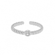 Stainless steel rings crystal Silver