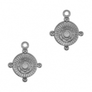 Stainless steel charms compass Antique Silver