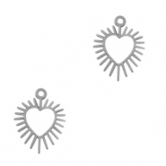 Stainless steel charms heart Antique Silver