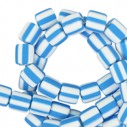 Polymer beads 6mm White-Azure Blue