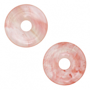 Natural stone charms glass donut 20mm Pink-Transparent
