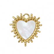 Stainless steel charms shell heart Gold-White (natural colour)