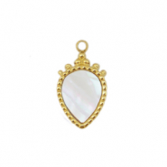 Stainless steel charms shell drop Gold-White (natural colour)