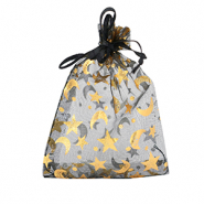 Jewellery Organza Bag 9x12cm moon and star Black-Gold