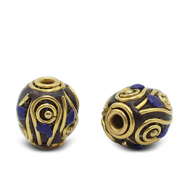 Bohemian beads Dark Royal Blue-Antique Gold