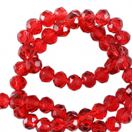 Top faceted beads 6x4mm disc Candy Red