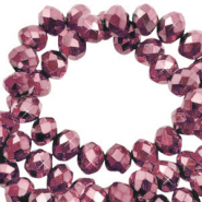 Top faceted beads 4x3mm disc Magenta Pink-Pearl Shine Coating