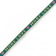 Ribbon text "more love" Teal Blue-Gold